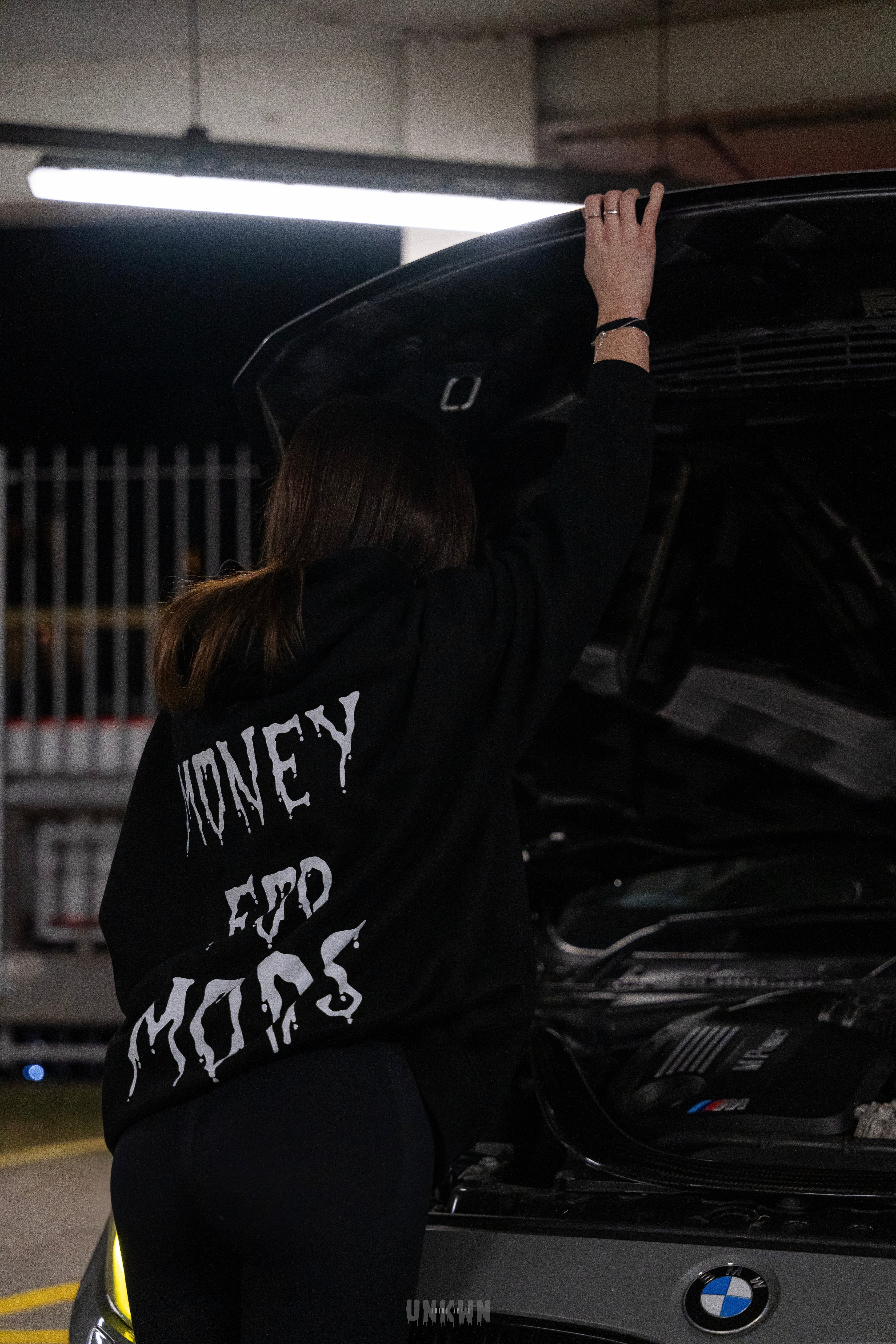 Spooky design oversized fleeced hoodie