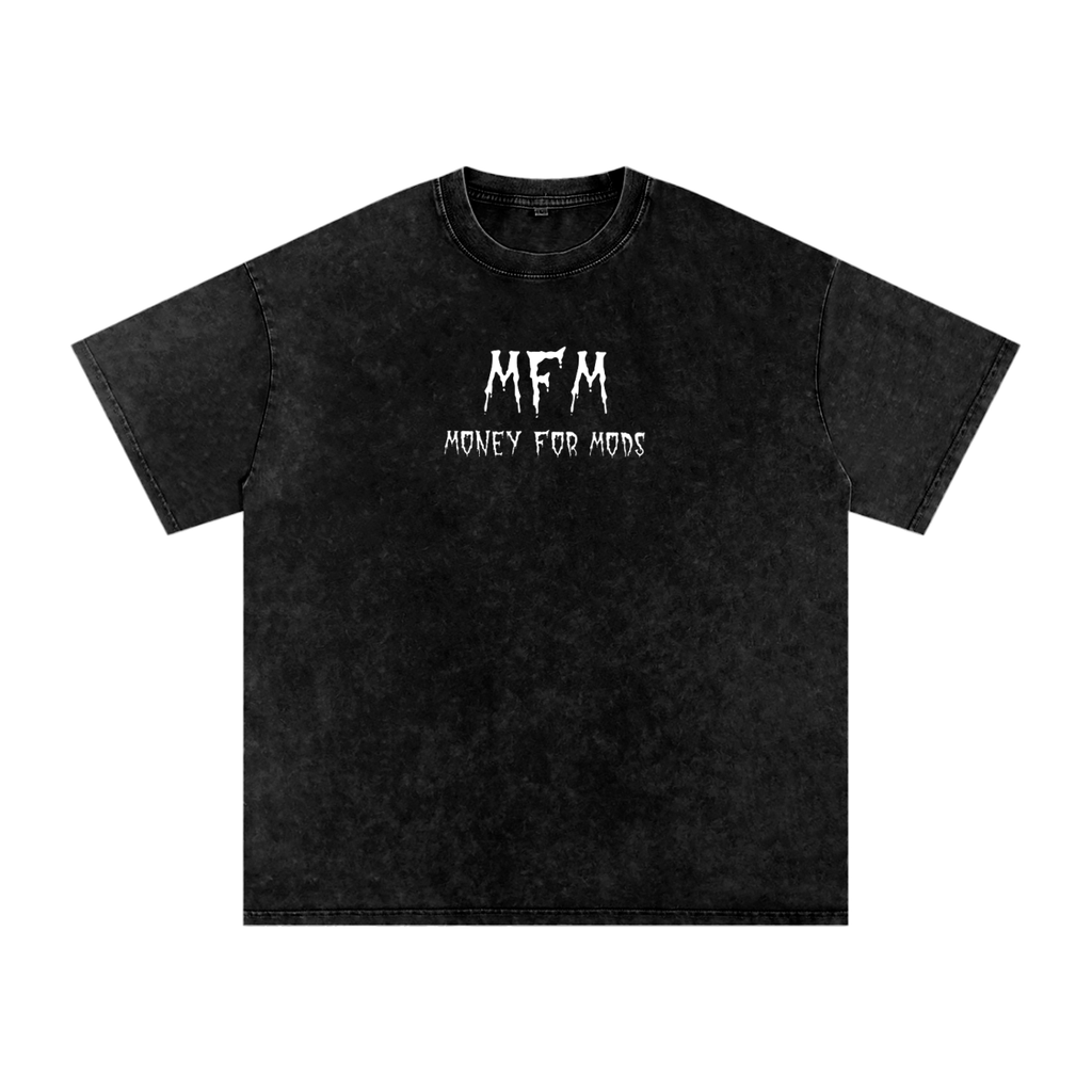 Spooky Design Snow Washed Oversized T-Shirt