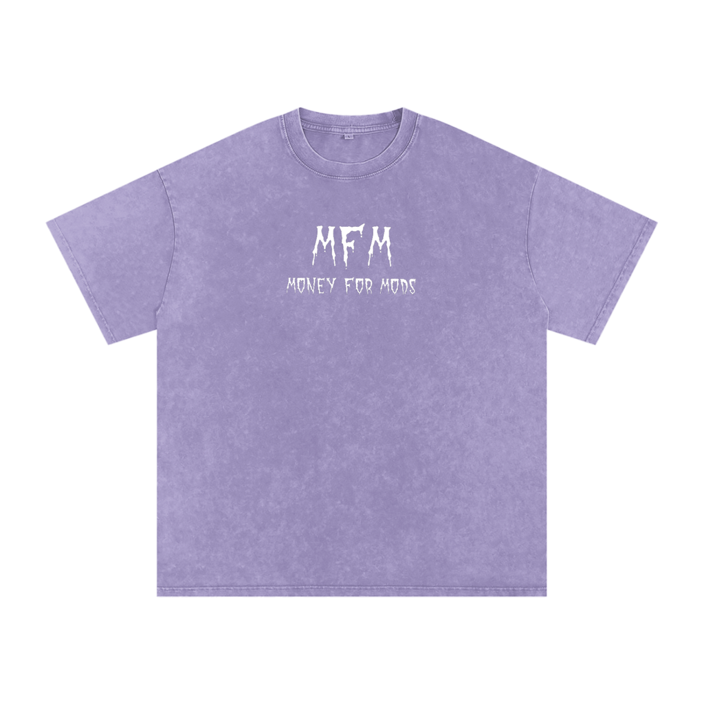 Spooky Design Snow Washed Oversized T-Shirt