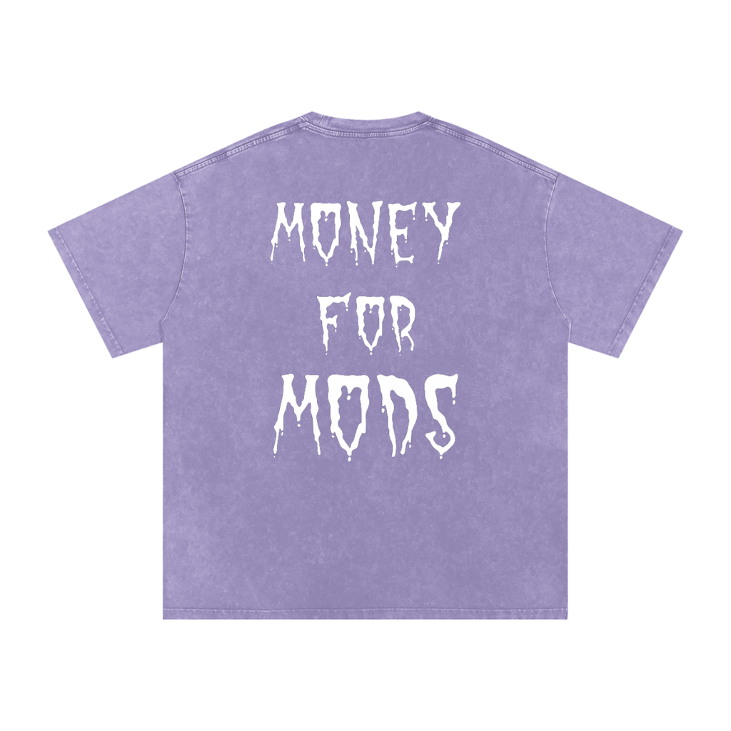 Spooky Design Snow Washed Oversized T-Shirt