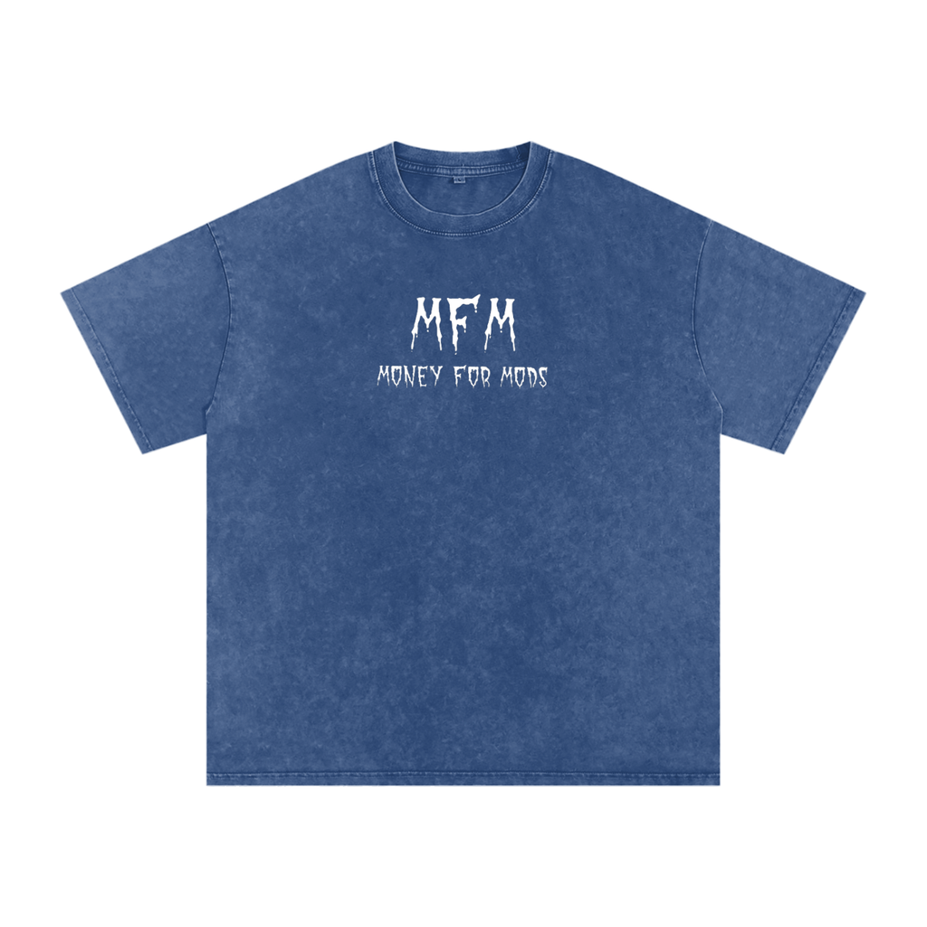Spooky Design Snow Washed Oversized T-Shirt